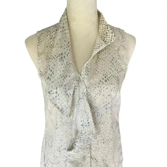 Etcetera Ruffle Sleeveless Animal Print Neutral Top Women Blouse Size 2 - Picture 3 of 7
